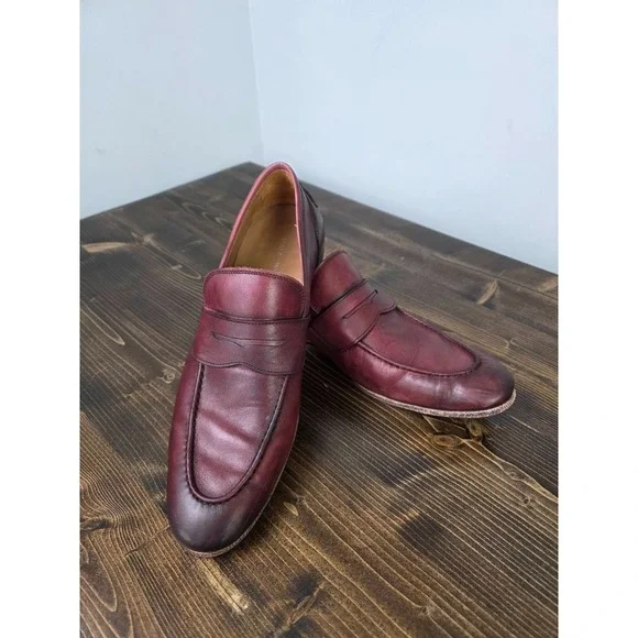 VERO CUOIO Italian Leather Slip On Mahogany Loafers Dress Shoes Italy Men's 10.5 - Picture 1 of 16